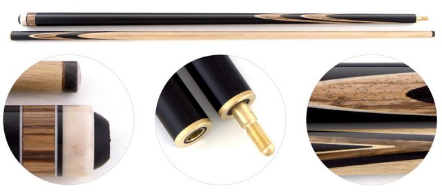  Кий для пирамиды 2-рс наборный Мастера Лохно (черный граб, зебрано, граб)