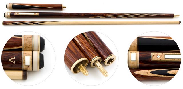  Кий для пирамиды 2-рс наборный Мастера Лохно (кокоболо, карельская береза, черный граб, граб, инкрустация)