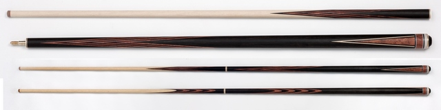  Кий для пирамиды 2-рс наборный Мастера Лохно (черный граб, эбен, зебрано, граб)