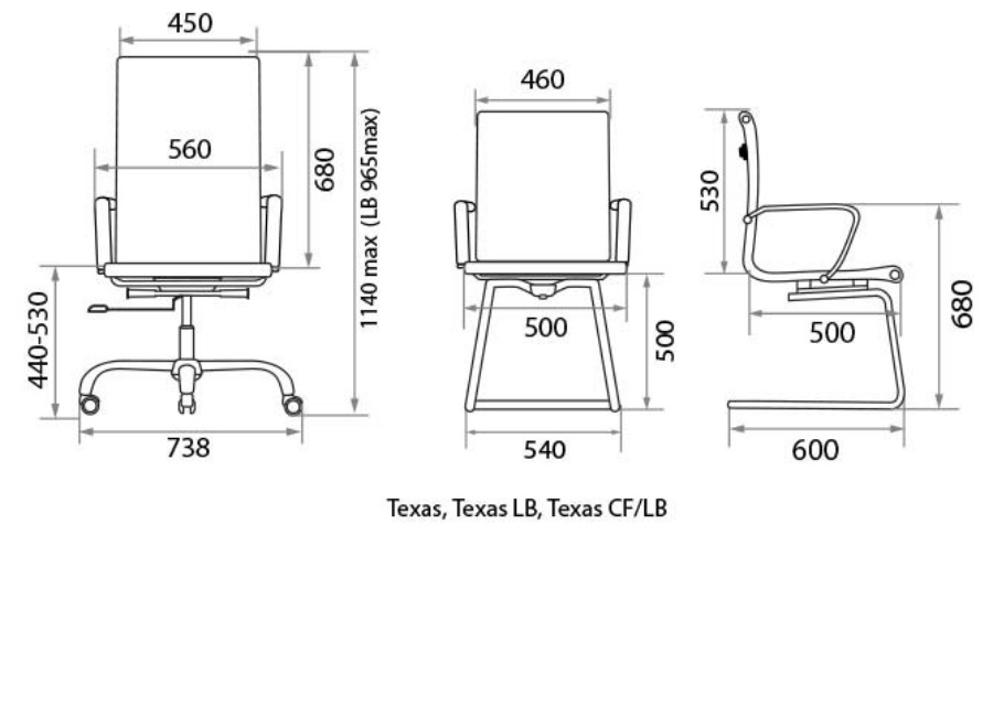Кресло для персонала Texas CF/LB Chrome TN01