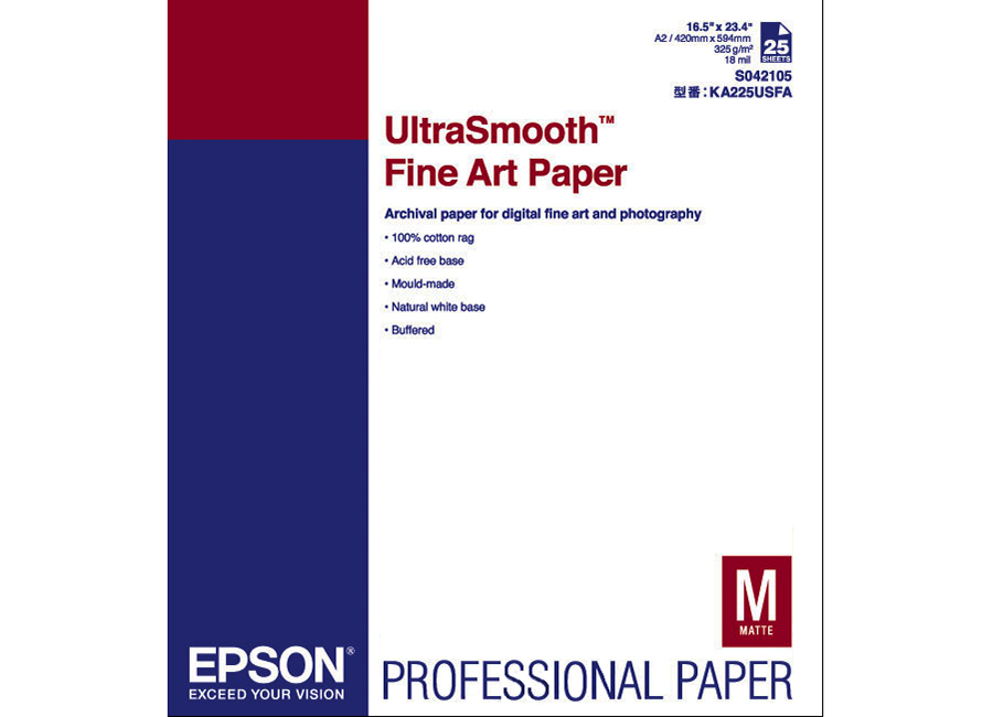 Фотобумага Epson Ultra Smooth Fine Art Paper A2, 325 г/м2, 25 листов  (C13S042105) купить по цене 33 457 руб. в интернет-магазине ForOffice  103-150514