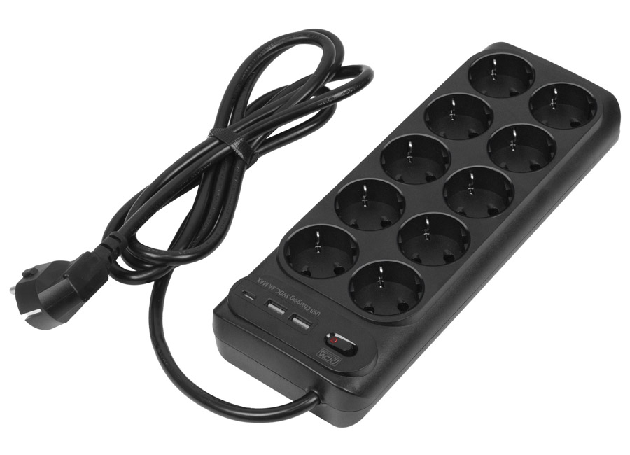 ������� ������  Powercom SP-10 USB2A1CB, 1.8 �, 10 �������, USB-Ax2, USB Type-C, 16�, 4���, 3x1.0, ������ (2065238)