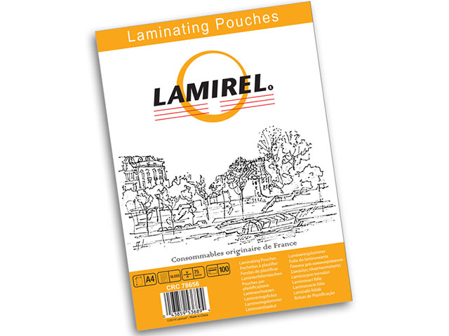 Пакетная пленка для ламинирования Lamirel A4, глянцевая, 75 мкм, 100 шт