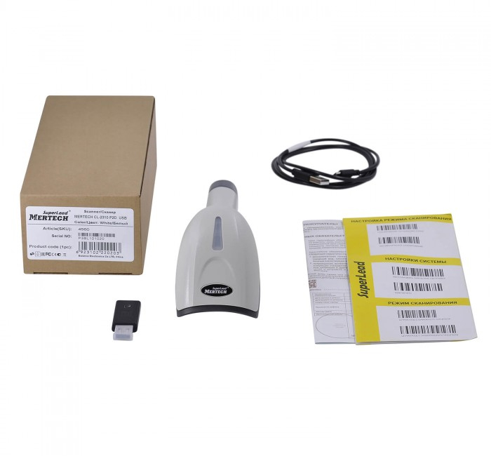 Беспроводной сканер штрих-кода  Mertech CL-2310 BLE Dongle P2D USB White
