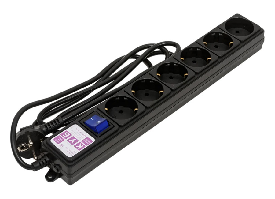 ������� ������  Power Cube 1.9 �, 6 ������� (5 � ����������� + 1 ��� ����������), 16A, 3.5���, 3x1.0, ������, SPG6-B1,9M