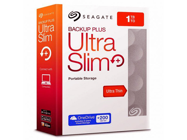 Внешний жесткий диск Seagate Backup Plus Ultra Slim 1 ТБ (STEH1000200), серебристый