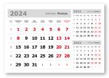 Календарные блоки Три в одном, Мини 1-сп, 297х207 мм, серебристо-белый, 2024