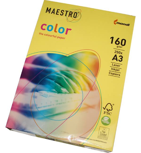 Бумага Maestro Color 160 г/м2, А3 297x420 мм пастель, 250 листов