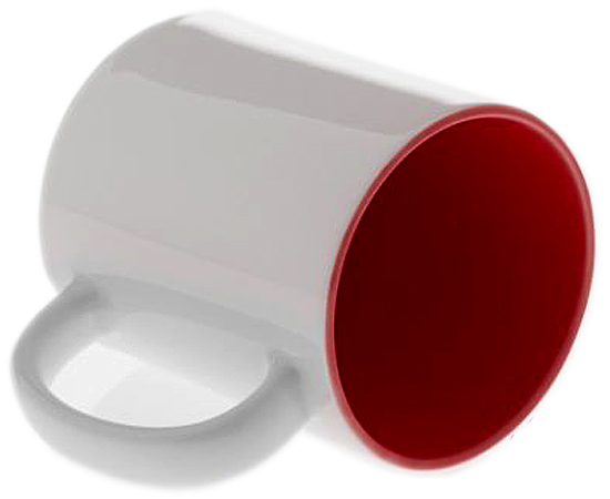 Кружка для сублимации, белая прямая с красной заливкой