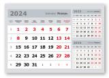 Календарные блоки Три в одном, Миди 1-сп, 335х235 мм, серый, 2024