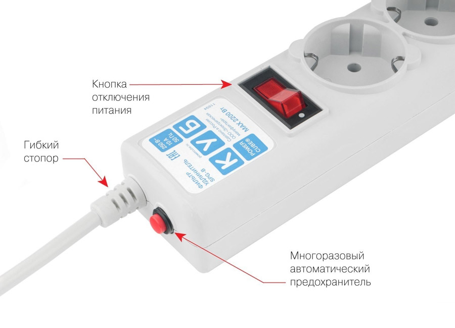 ������� ������  Power Cube 3 �, 5 ������� � �����������, 10�, 2,2���, 3x0.75, �����, SPG-B-10