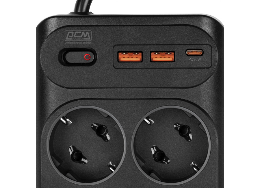 ������� ������  Powercom SP-10 USB2A1CB, 3 �, 10 �������, USB-Ax2, USB Type-Cx1, 16�, 4���, 3x1.5, ������ (2065290)