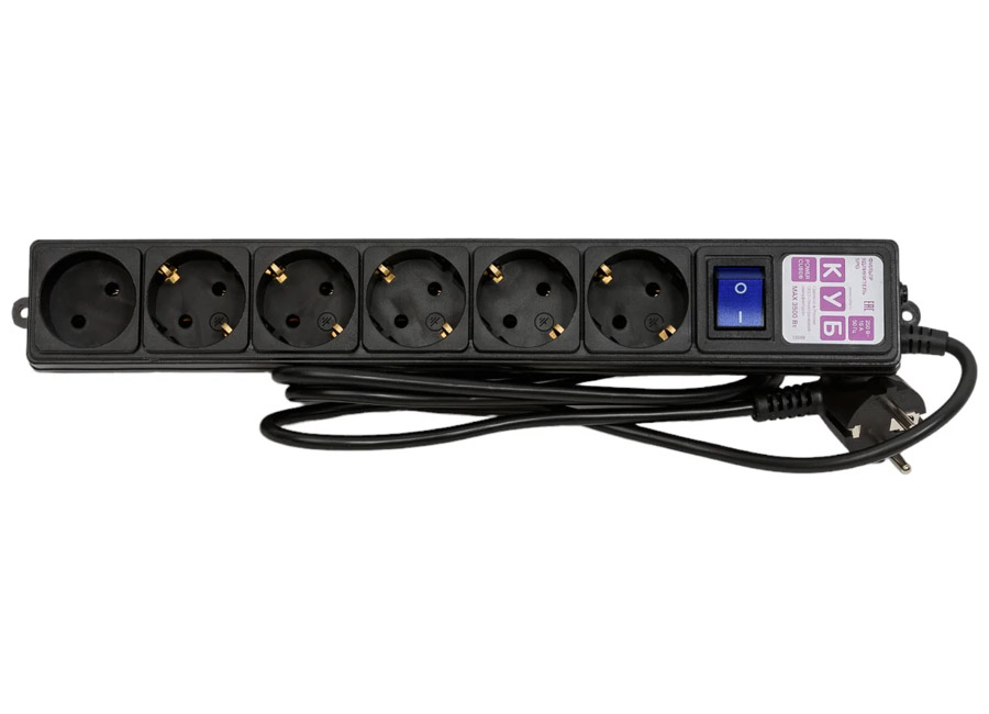 ������� ������  Power Cube 1.9 �, 6 ������� (5 � ����������� + 1 ��� ����������), 16A, 3.5���, 3x1.0, ������, SPG6-B1,9M