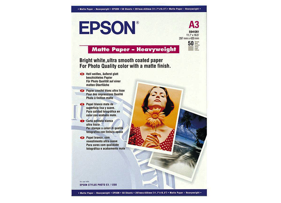  Epson Matte Paper-Heavyweight, A3, 167 /2, 50  (C13S041261)