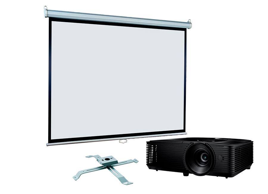 Экран ViewScreen Scroll 160x160 MW в комплекте с проектором Optoma S371 и креплением Fix PRB-13